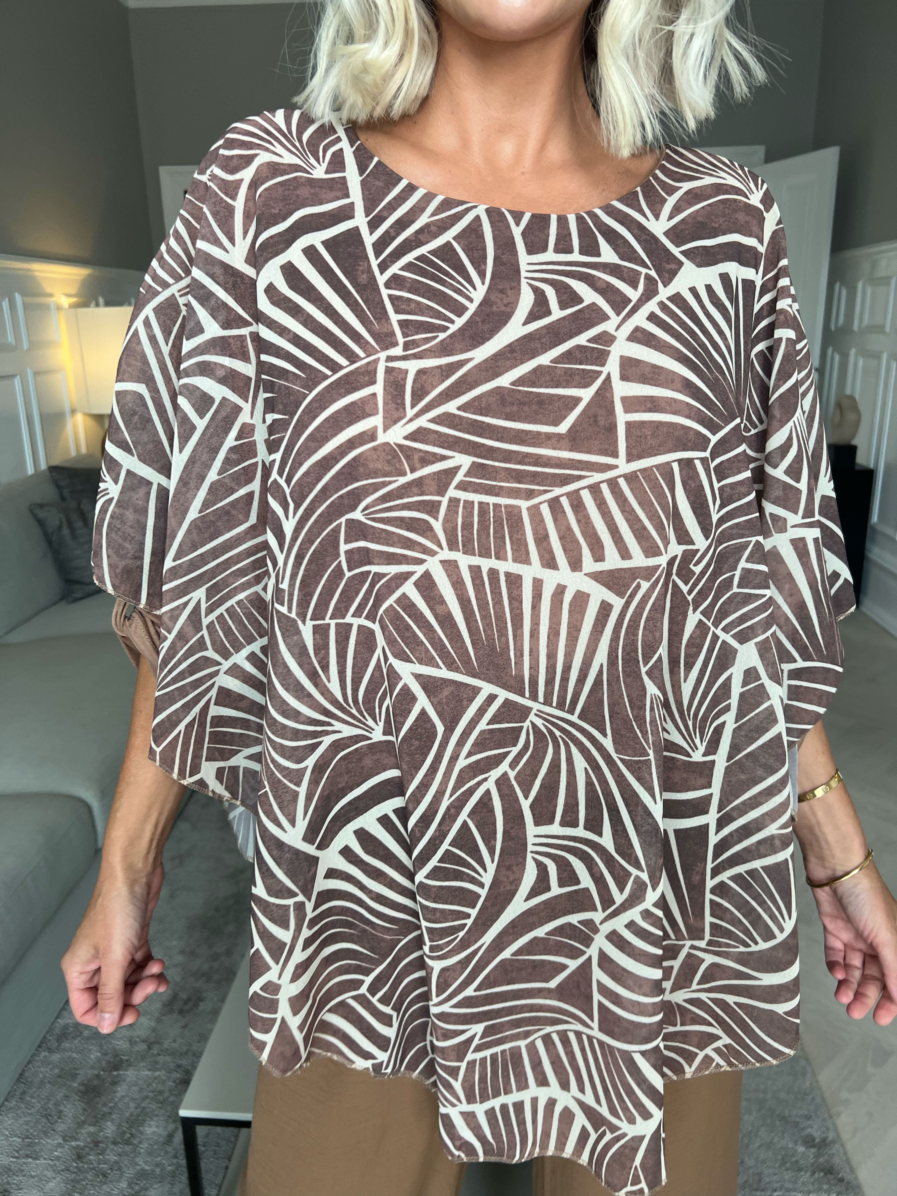 Kenya Pattern Shirt - Mönstrad tunika med chiffonglager